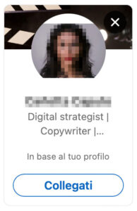 Esempio di un profilo LinkedIn non ottimizzato: foto non correttamente ridimensionata.